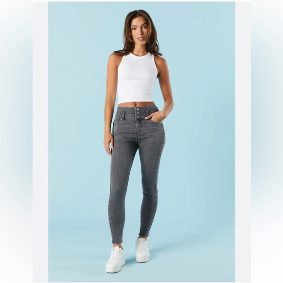 🆕 Charlotte Russe Black Jeans Women’s 8 Faux Pocket Legging Got Emo COlor Denim - Picture 1 of 8